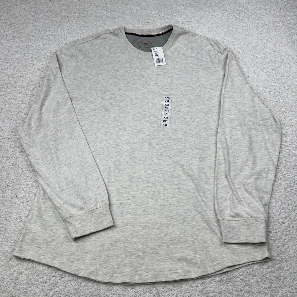 Weatherproof Vintage Mens XXL Long Sleeve‎ Crew Neck Tee Light Gray F98059ME NWT